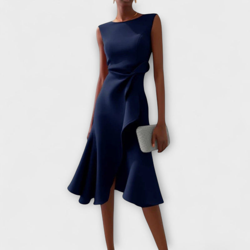 Juliette – Vestido midi drapeado asimétrico