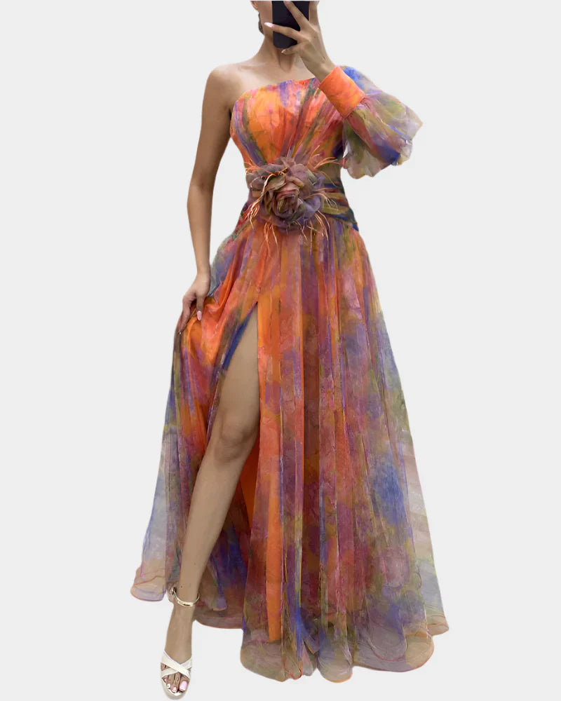 Vestido romántico con abertura