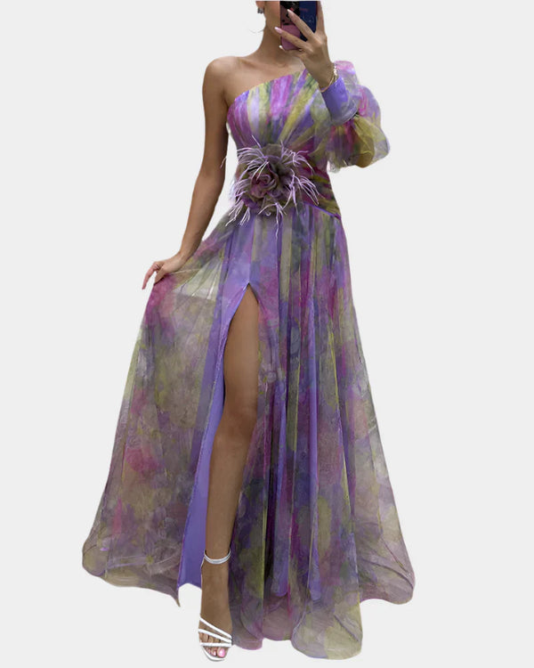 Vestido romántico con abertura