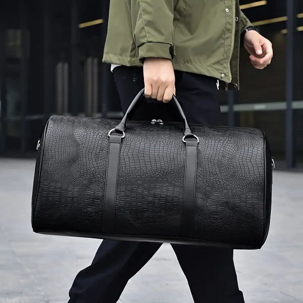 Lucas™ - Bolsa de lona con estampado de cocodrilo vintage