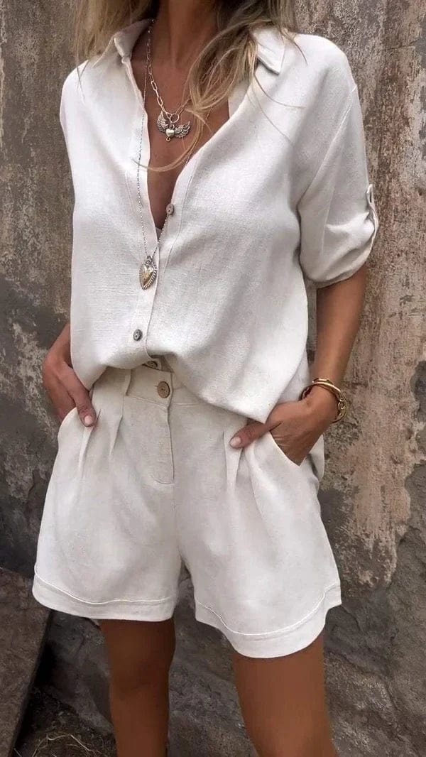 Linea | Conjunto informal de camisa y pantalones cortos de corte holgado