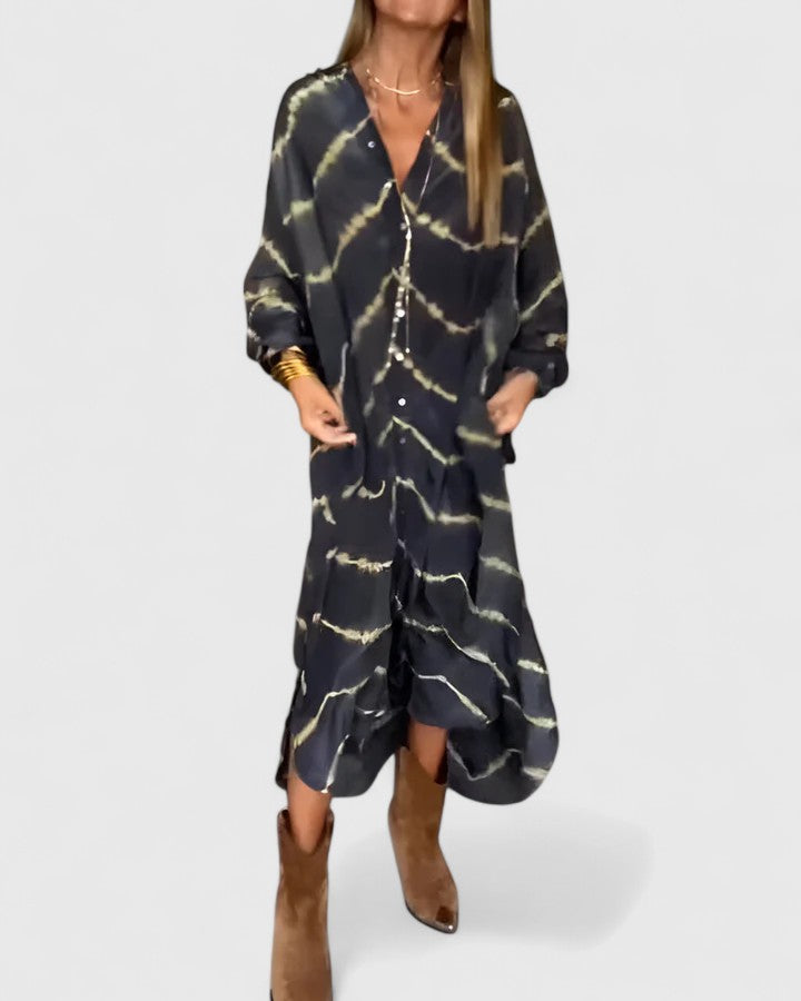 Amelie™ | Elegante vestido largo bohemio a rayas
