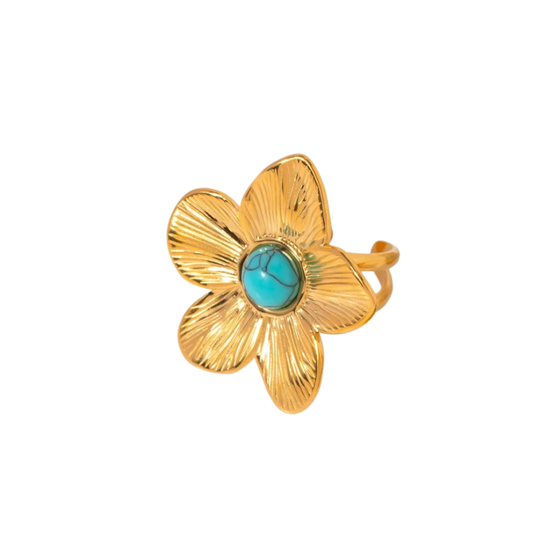 Anillo ajustable con flor de dalia