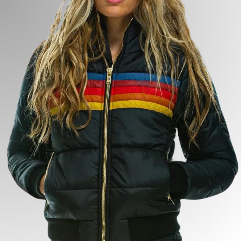 Marietta | Chaqueta con cremallera y rayas arcoíris 