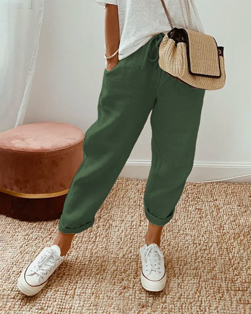 Ely | Pantalones de lino de lujo antisudor