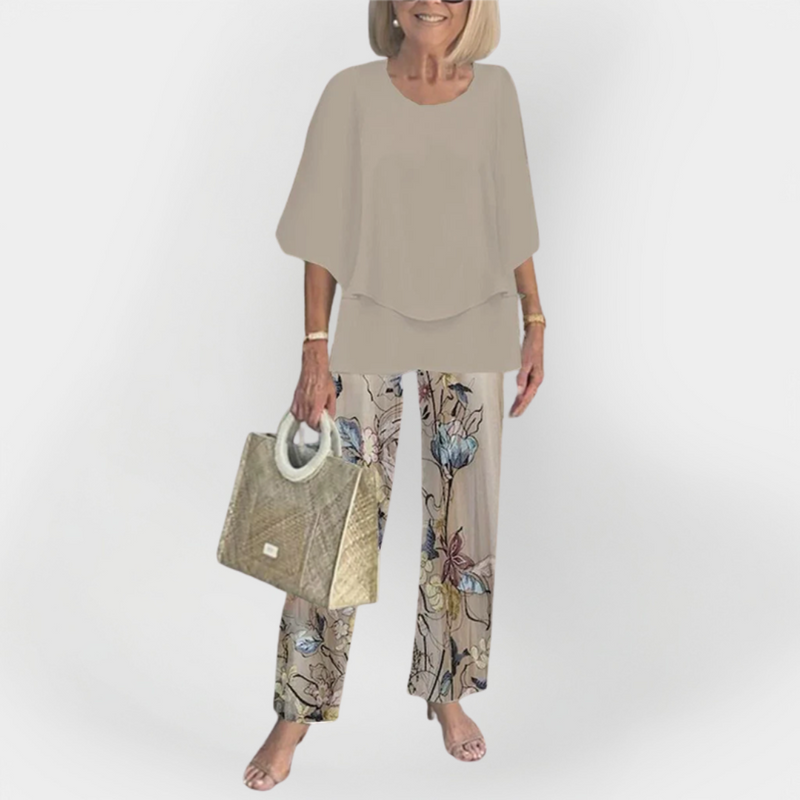 Conjunto elegante con top y pantalón cómodos