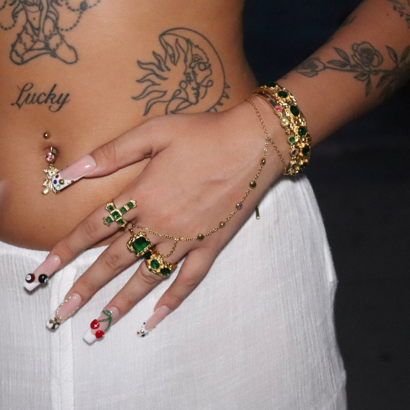 Anillo grueso de esmeralda Dune