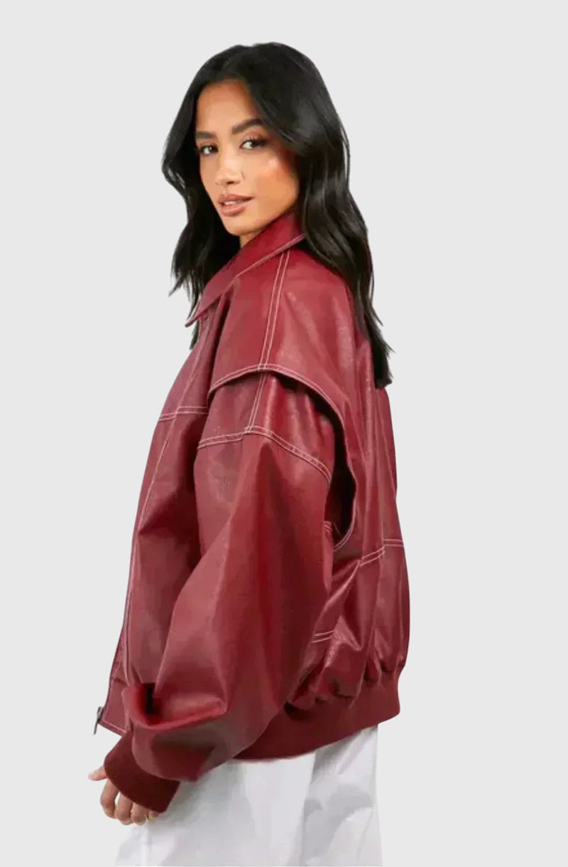 Faye™ - Chaqueta de cuero extragrande