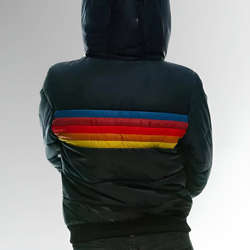 Marietta | Chaqueta con cremallera y rayas arcoíris 
