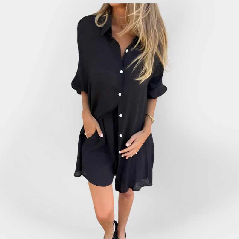 Conjunto de blusa y pantalones cortos diarios