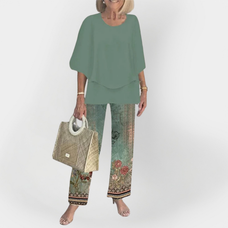 Conjunto elegante con top y pantalón cómodos