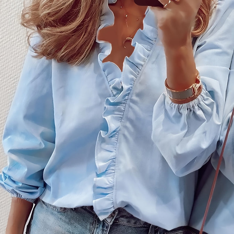 Cordelia | Blusa con cuello en V y volantes
