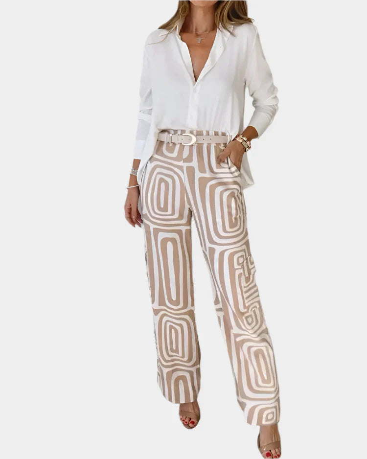 Conjunto cómodo y elegante con cinturón de regalo