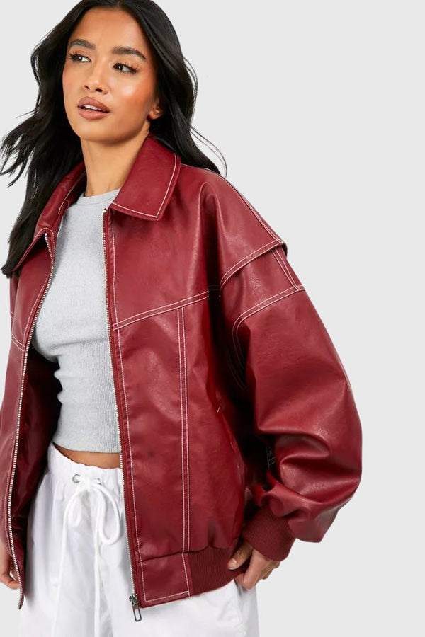 Faye™ - Chaqueta de cuero extragrande