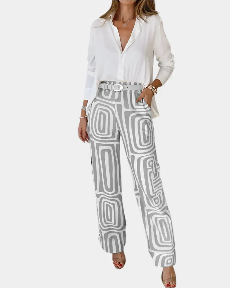 Conjunto cómodo y elegante con cinturón de regalo