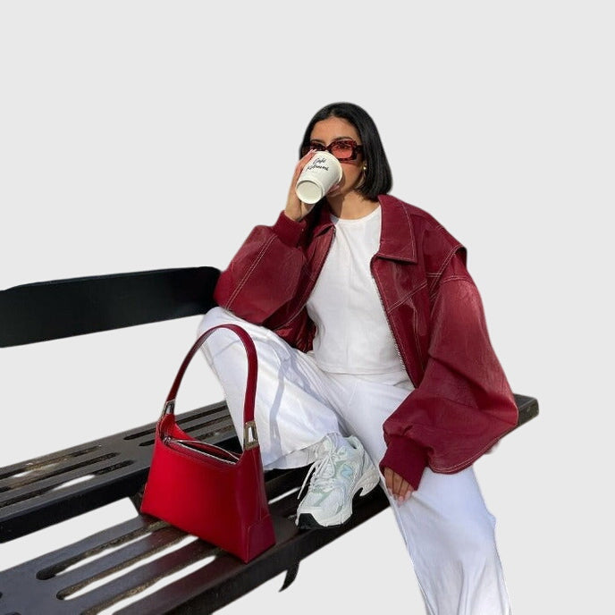 Faye™ - Chaqueta de cuero extragrande