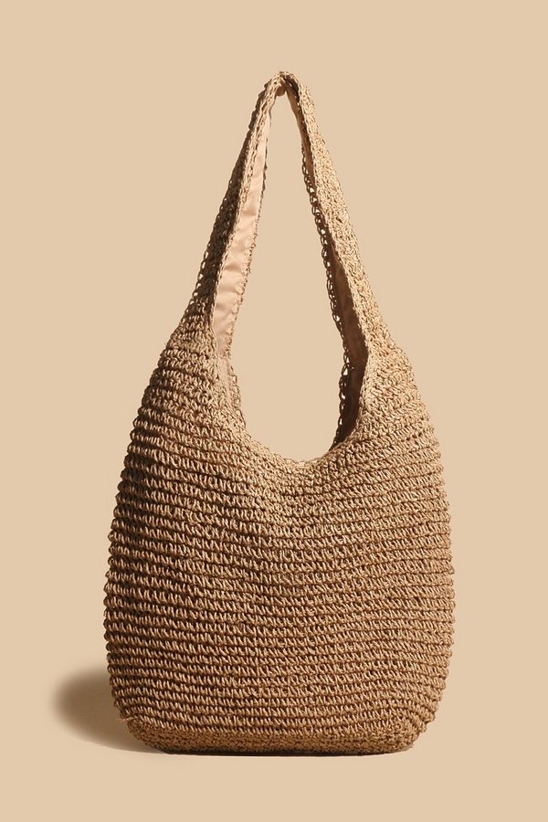 Valeria - Elegante bolso de hombro de ratán tejido con paja 