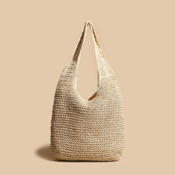 Valeria - Elegante bolso de hombro de ratán tejido con paja 