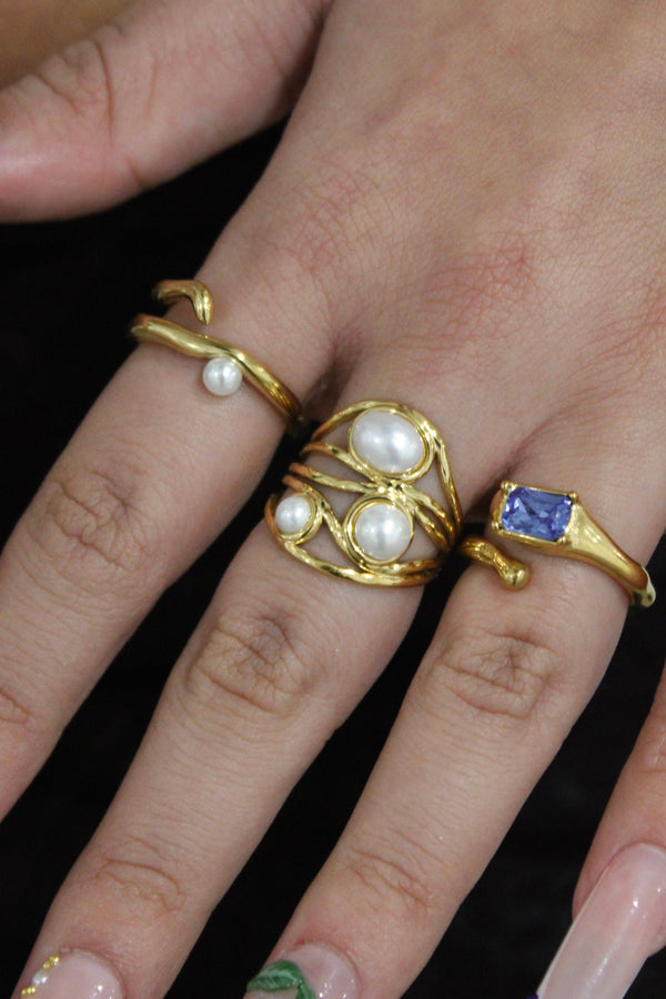 Anillo de perla geométrica