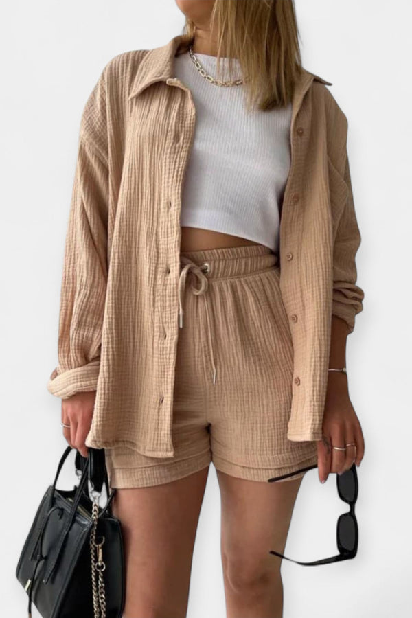 Conjunto de top y pantalones cortos de verano bicolor