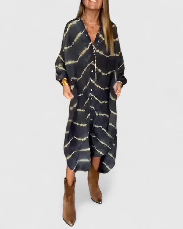 Amelie™ | Elegante vestido largo bohemio a rayas