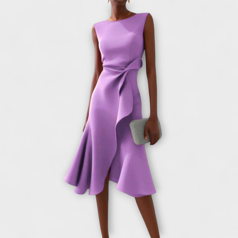 Juliette – Vestido midi drapeado asimétrico