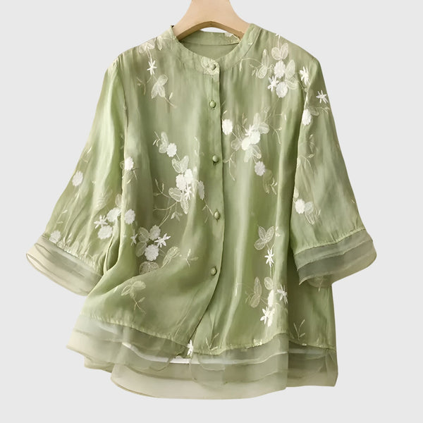 Nellie™ | Elegante top con flores bordadas