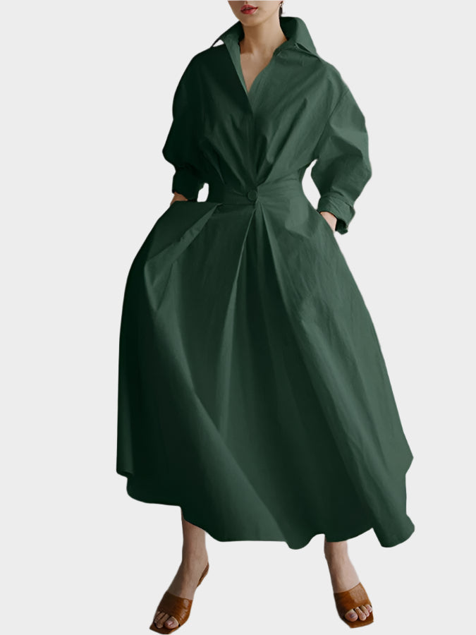Elegante vestido de corte A con cuello polo