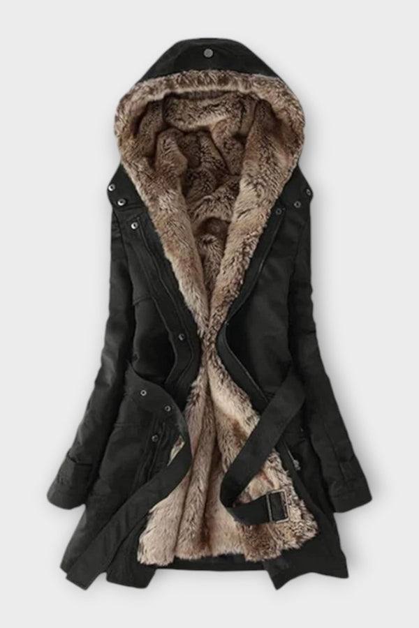 Mikash - Abrigo acogedor con forro de piel