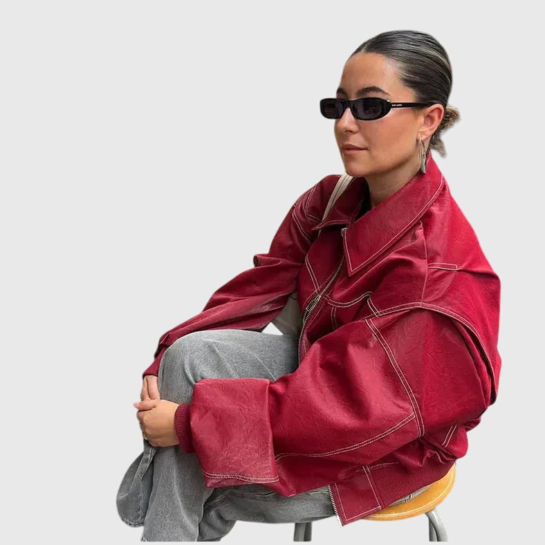 Faye™ - Chaqueta de cuero extragrande