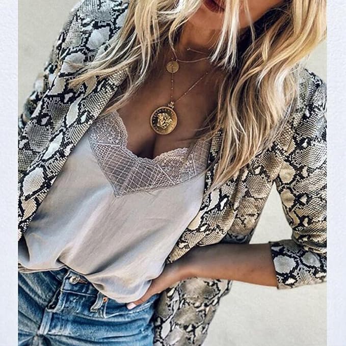 Luna™ - Elegante blazer abierto con estampado de serpiente