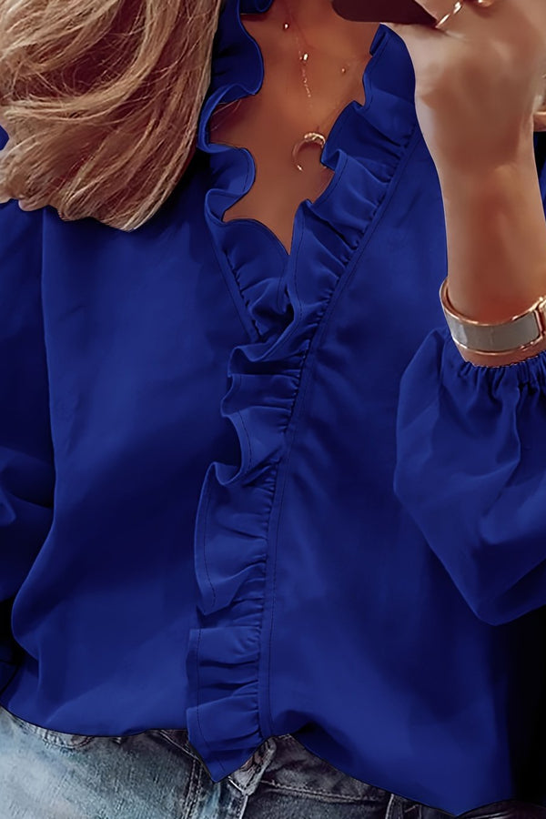 Cordelia | Blusa con cuello en V y volantes