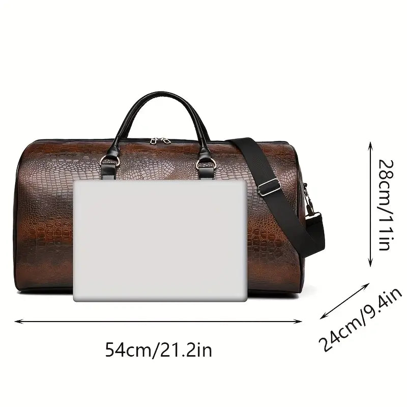 Lucas™ - Bolsa de lona con estampado de cocodrilo vintage