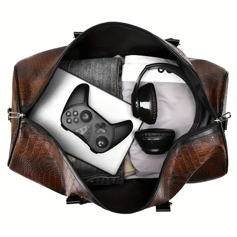 Lucas™ - Bolsa de lona con estampado de cocodrilo vintage