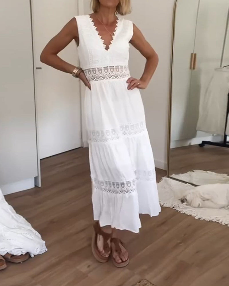 Eleni | Vestido elegante con encaje y escote en V