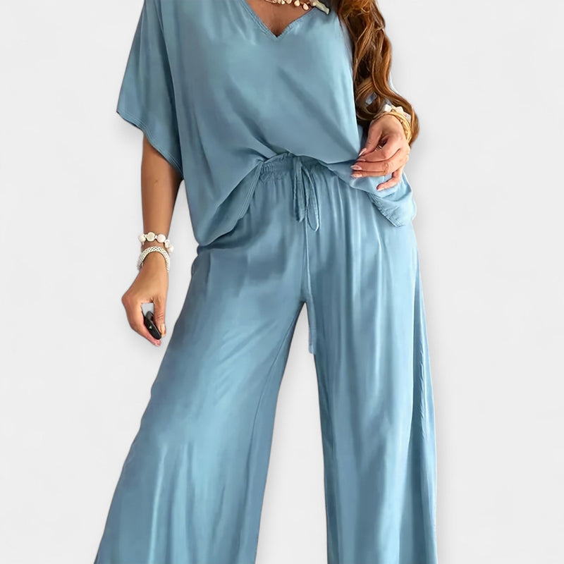 Conjunto aireado con pantalón ancho y blusa holgada