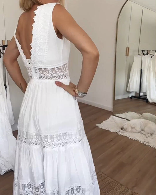 Eleni | Vestido elegante con encaje y escote en V