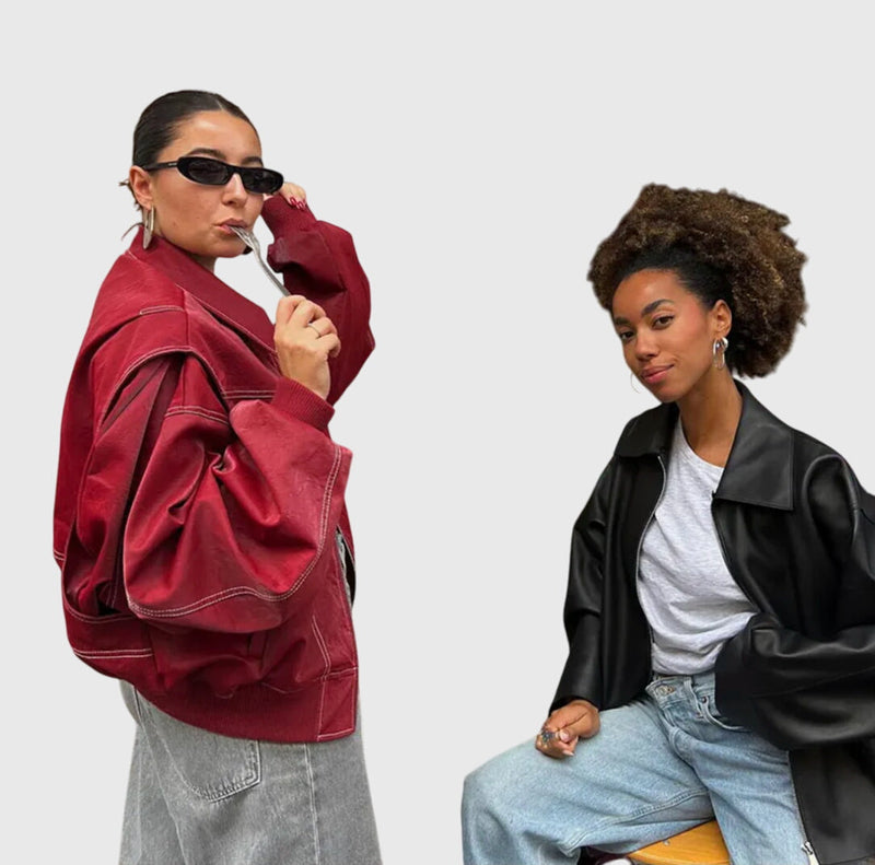Faye™ - Chaqueta de cuero extragrande