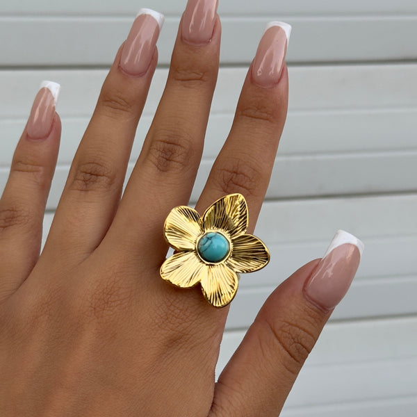 Anillo ajustable con flor de dalia
