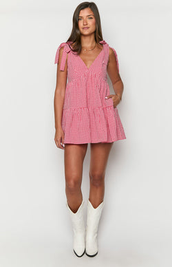 Vestido mini de cuadros rojos de Angel Girl