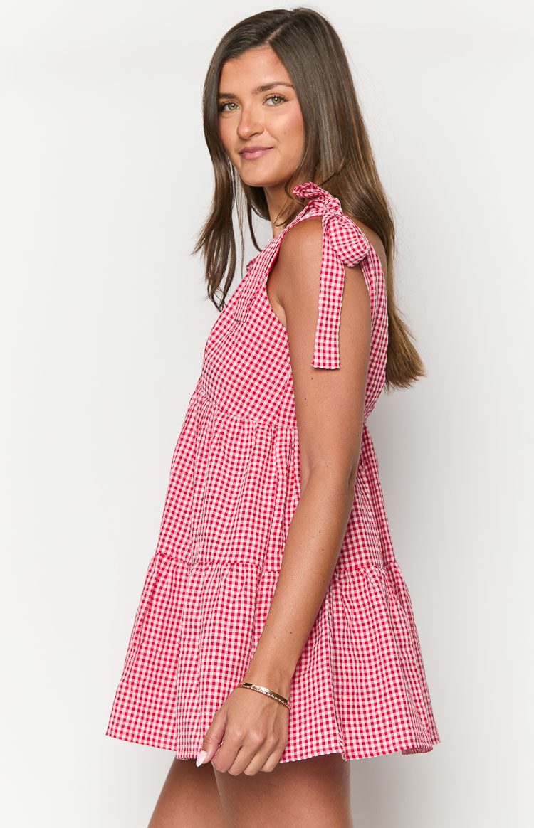 Vestido mini de cuadros rojos de Angel Girl