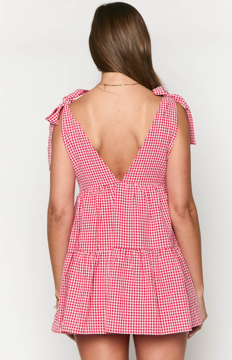 Vestido mini de cuadros rojos de Angel Girl