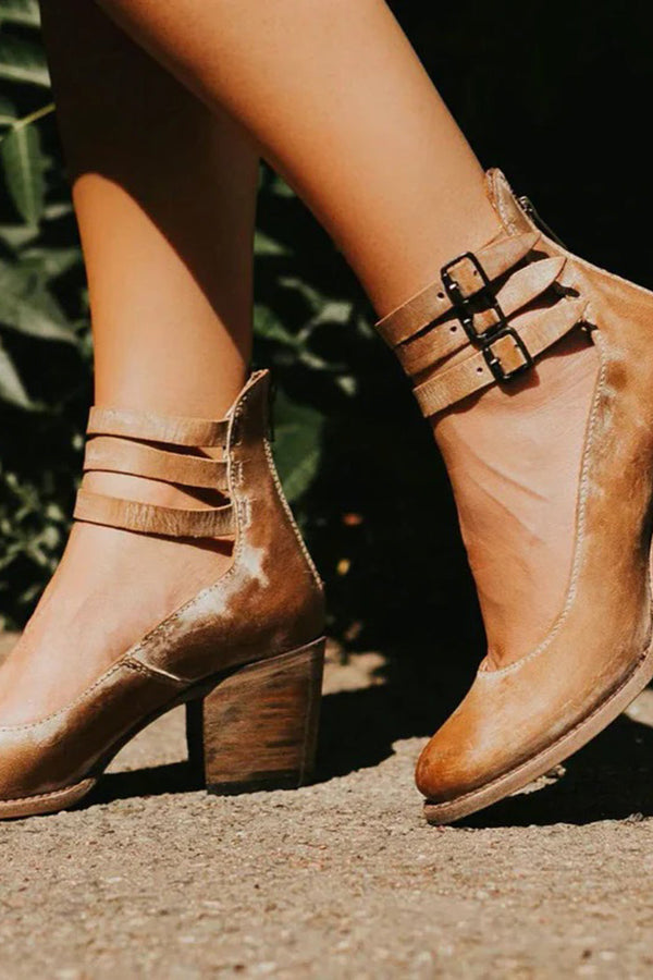 Ever - Tacones gruesos de punta redonda para mujer