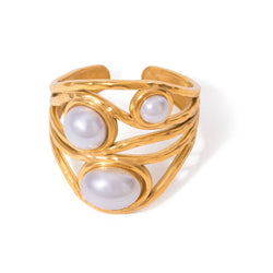 Anillo de perla geométrica