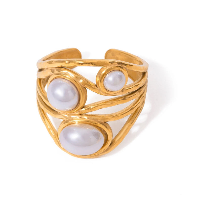 Anillo de perla geométrica