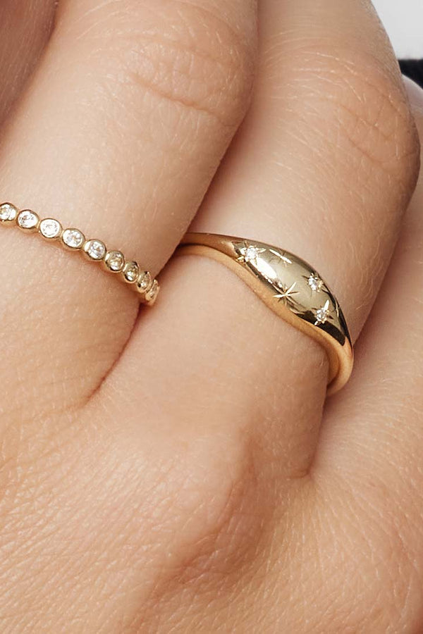 Anillo de diamantes en forma de cúpula | Oro