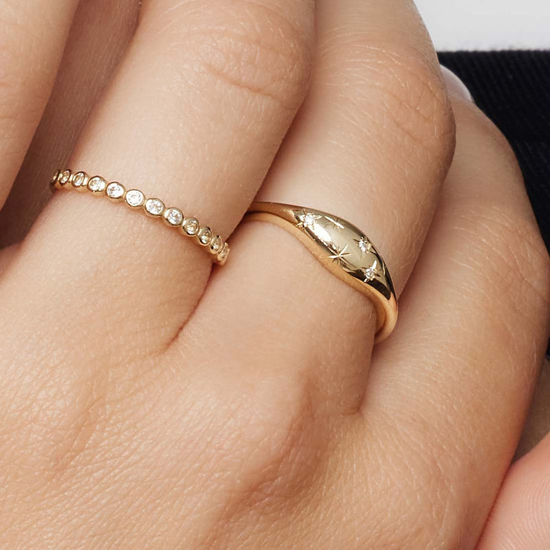 Anillo de diamantes en forma de cúpula | Oro