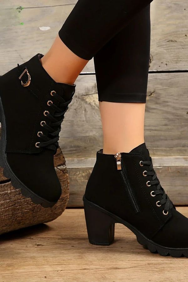 Yael - Botas de tacón de lujo con cordones