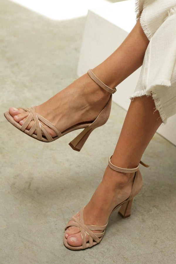 Marona™ | Sandalias de patchwork con punta redonda y tacón fino