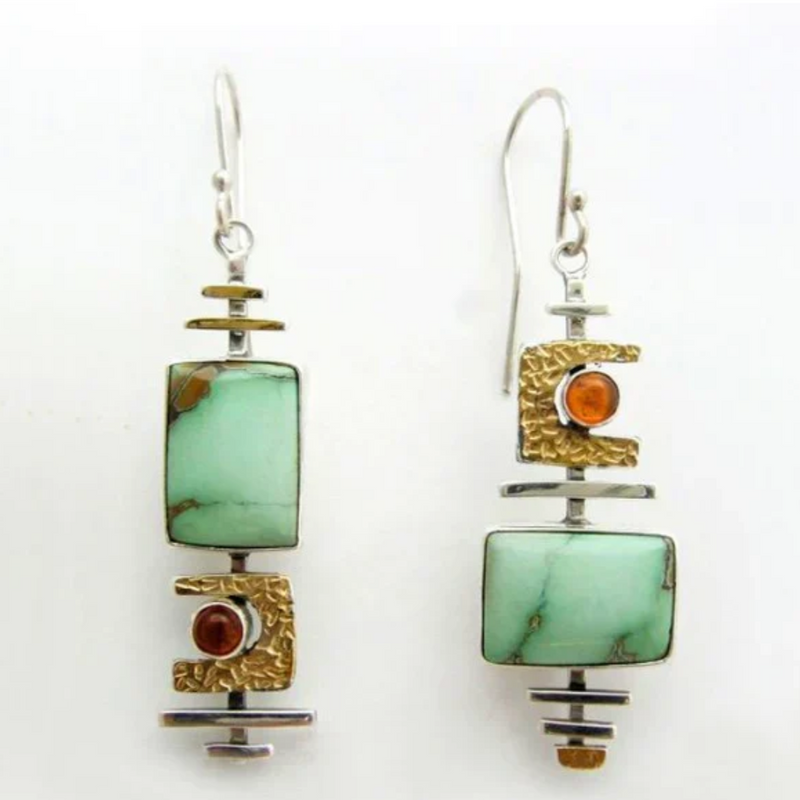 PENDIENTES BOHO CON PLATA ESMERALDA
